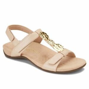 Vionic Farra Sandals Nude Beige Gold Medallion Comfort Arch Support Size 8